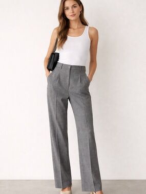 TanJay Gray Plaid Trousers with Blue Windowpane